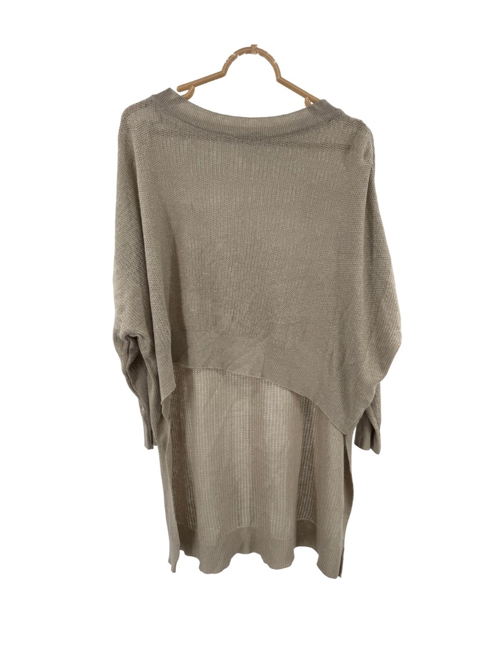 Pull&Bear oversized fine-knit sweater dramatic high-low asymmetrical hem linen S